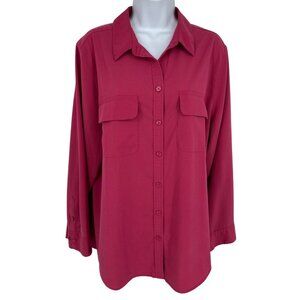 Chicos Womens Button-Front Long-Sleeve Shirt Size 3 US 16/18